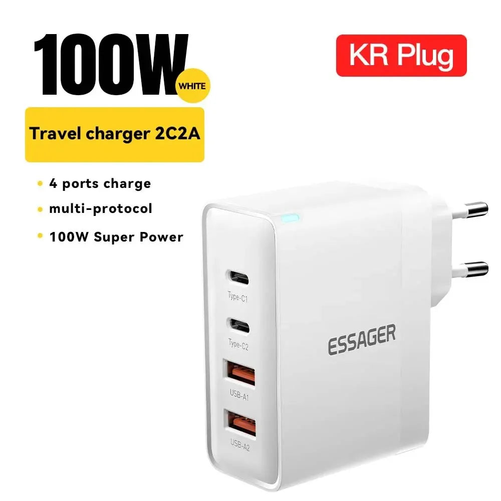 100W GaN USB-C Charger – PD & QC Fast Charging Adapter