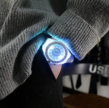 LED Flash Luminous Watch 7-Color Light Unisex Jelly Wristwatch