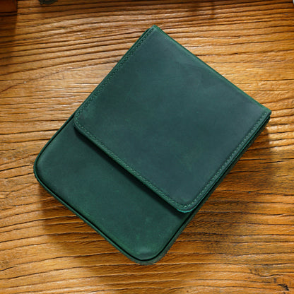 Vintage Genuine Leather Pen Pouch – 6-Slot Removable Tray Case