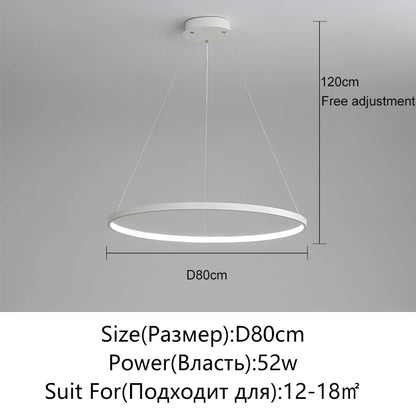 Modern Round LED Pendant Light – Black/White Minimalist Chandelier