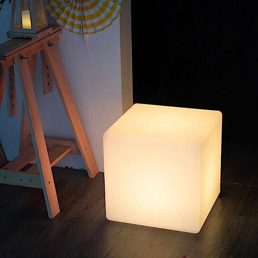 LED Cube Bar Stool Chair with 16 RGB Colors & Remote – 17" Light