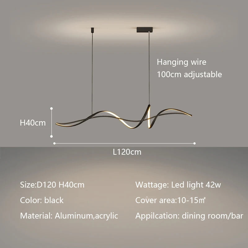Modern Curved LED Pendant Light – Minimalist Dining Room Fixture