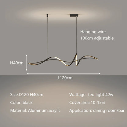 Modern Curved LED Pendant Light – Minimalist Dining Room Fixture