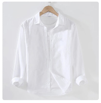 Men’s Linen Cotton Shirt – Long Sleeve Casual Spring/Summer Wear