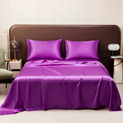 Silky Satin Bed Sheet Set – Cooling Summer Sheets with Pillowcase