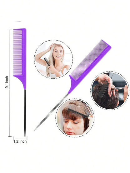 3pcs Hair Styling Comb Set – Edge Brush, Rat Tail & Detangling Tool