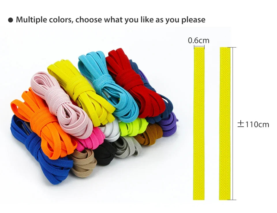 No-Tie Elastic Shoelaces with Metal Lock | Quick Fit for All Shoes