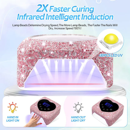 72W Cordless UV Nail Lamp – Rechargeable Dryer with 5 Timers