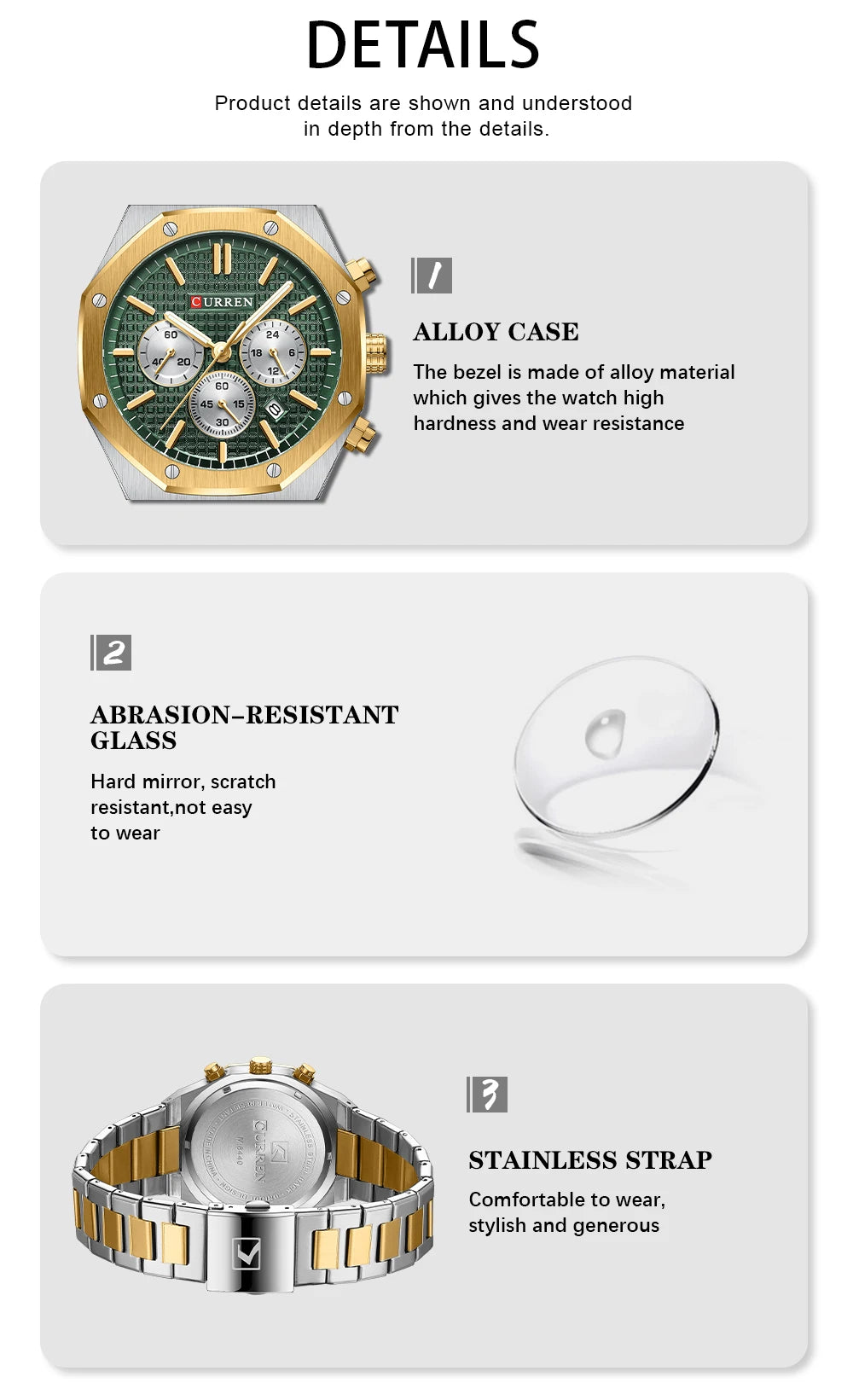 Casual Stainless Steel Quartz Watch – Waterproof Men’s Chronograph