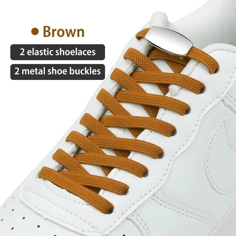 No-Tie Elastic Shoelaces with Metal Lock | Quick Fit for All Shoes