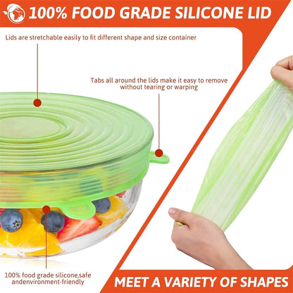 6pcs Silicone Food Covers – Reusable Airtight Stretch Lids Set
