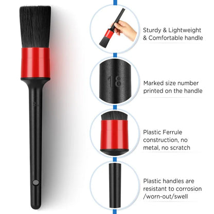 5Pcs Car Cleaning Brush Kit - Auto Detail Brushes