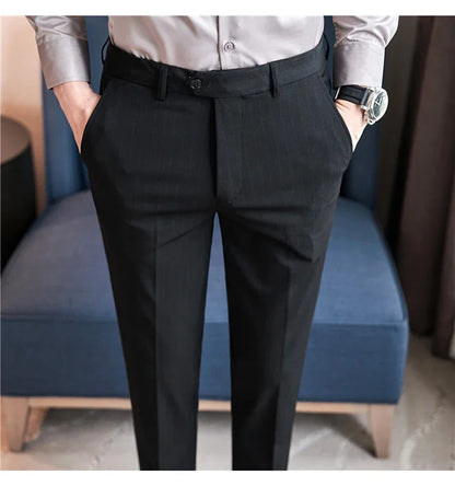 Cartmela Men’s Black Striped Suit Pants