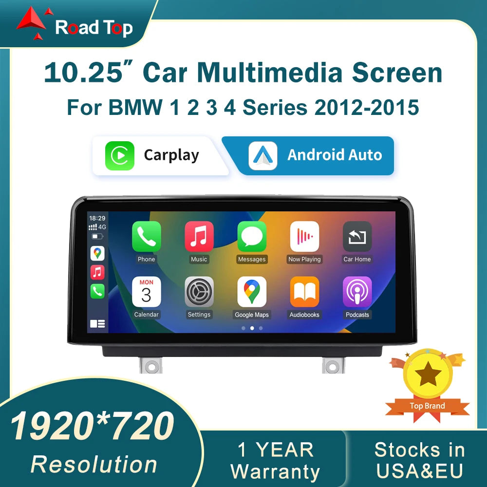 شاشة CarPlay لاسلكية مقاس 10.25 بوصة/12.3 بوصة لسيارات BMW الفئة الأولى إلى الرابعة (F20-F33)