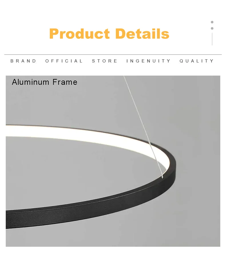 Modern Round LED Pendant Light – Black/White Minimalist Chandelier