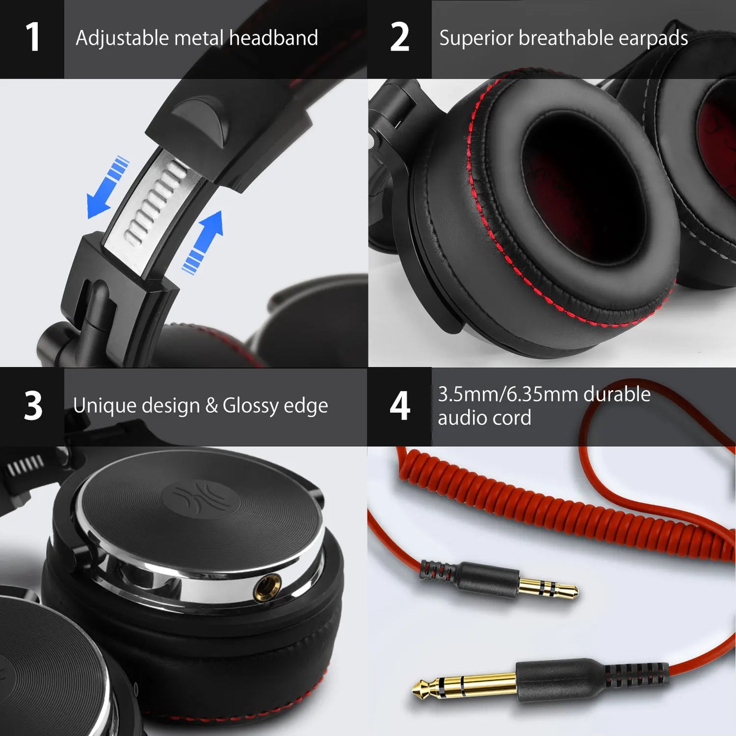 Professional Wired DJ Headphones – Over Ear with Mic & Hi-Res Audio