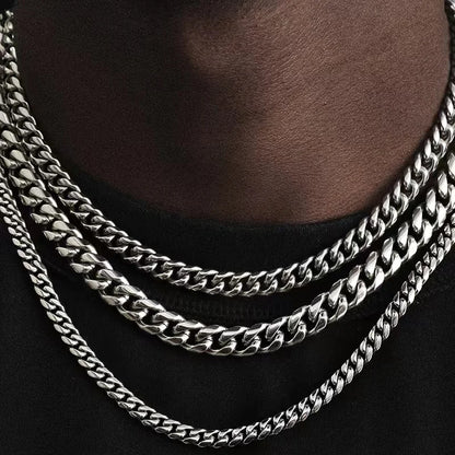 Basic Punk Stainless Steel Curb Cuban Necklaces – Black & Gold