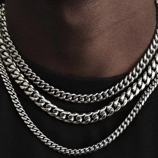 Basic Punk Stainless Steel Curb Cuban Necklaces – Black & Gold