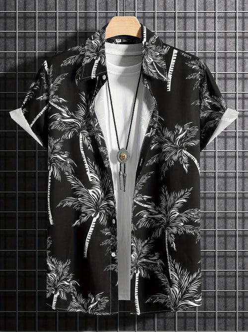 Men’s Palm Tree Shirt – Casual Hawaiian Short Sleeve Top
