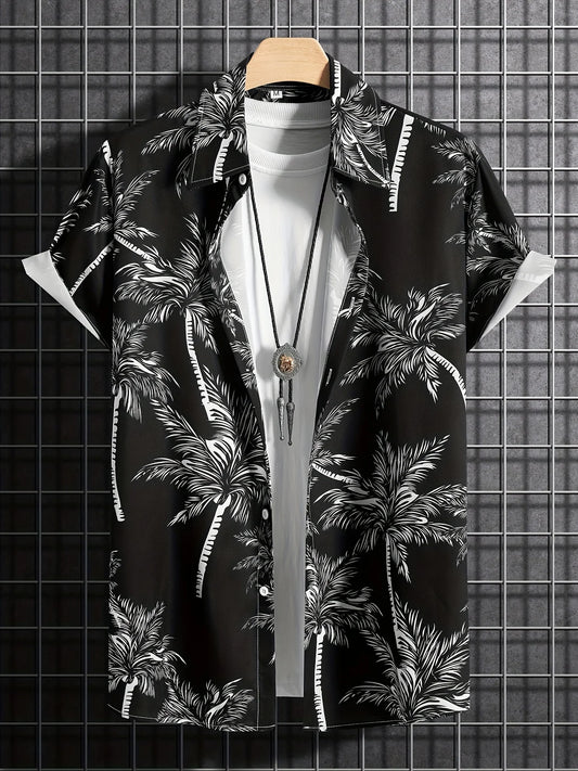 Men’s Palm Tree Shirt – Casual Hawaiian Short Sleeve Top