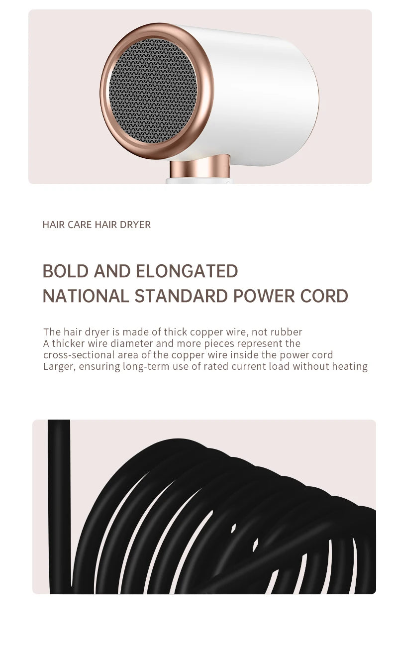 High-Speed Quiet Hair Dryer with Constant Temp & Fast Drying