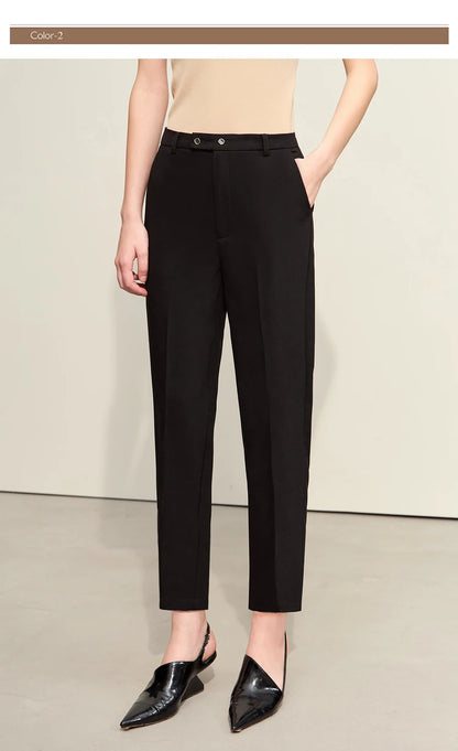 Women’s Straight Casual Pants – Summer Elastic Waist Office Wear