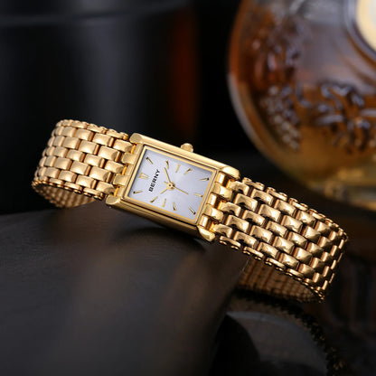 Gold Square Women’s Quartz Wristwatch | Luxury Fashion Watch