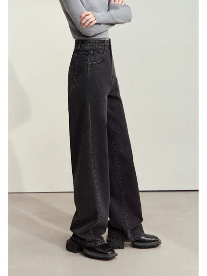 Women’s Retro Wide-Leg Jeans – Loose Straight Cotton Denim Pants