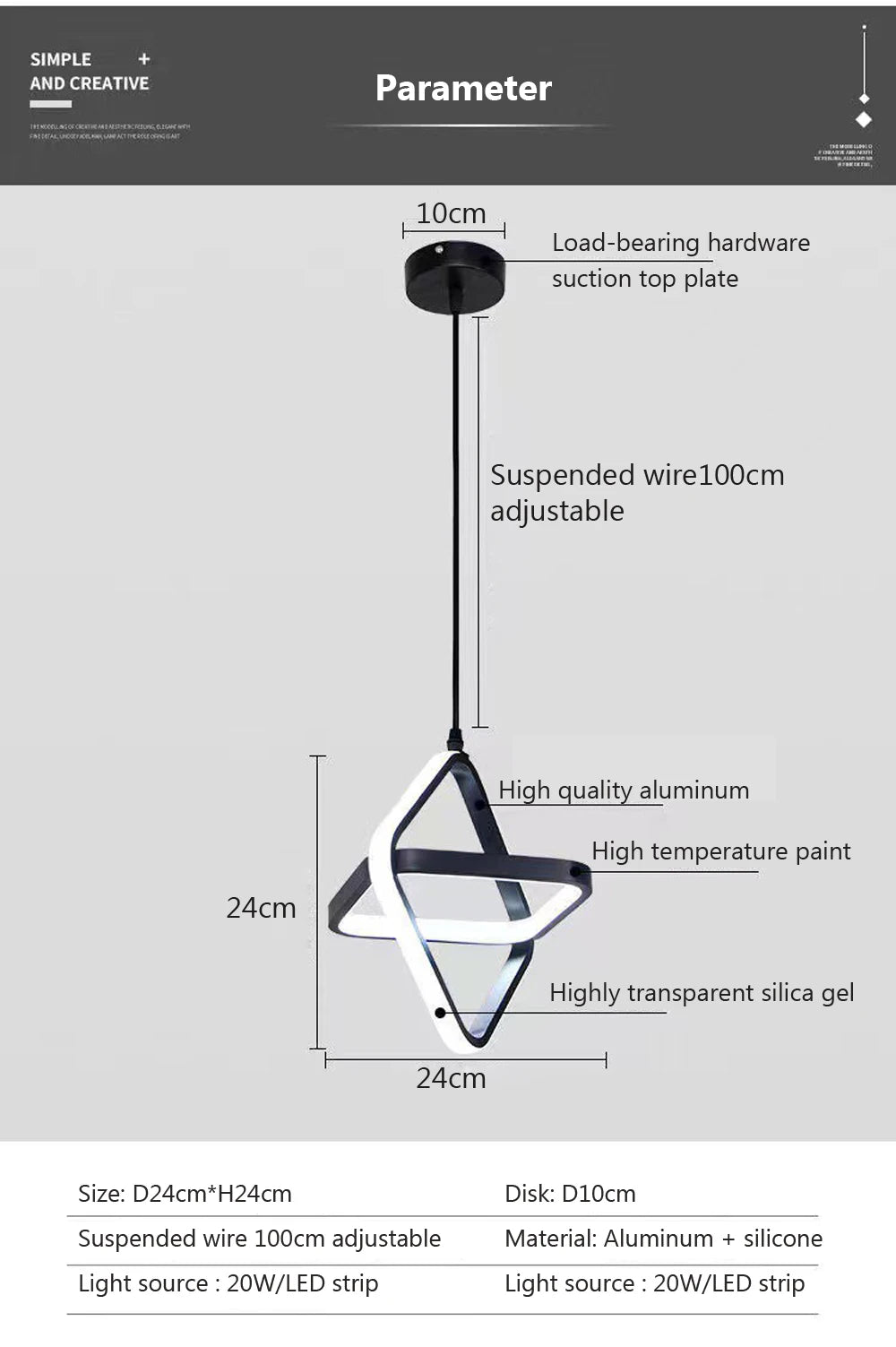 Modern Black LED Pendant Light – Dining & Bedroom Chandelier Lamp