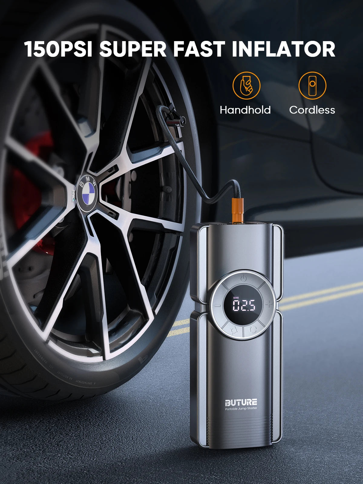 4-in-1 Jump Starter – 150PSI Air Compressor & 20000mAh Power Bank