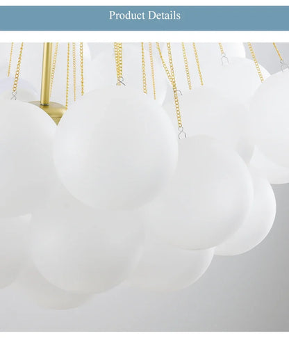 37-Glass Bubble Chandelier – Frosted Milky White Colorful Pendant
