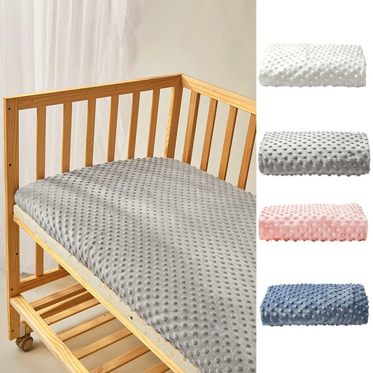 130×70cm Dotted Flannel Crib Sheet – Soft Fitted Baby Bedding