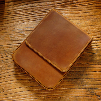 Vintage Genuine Leather Pen Pouch – 6-Slot Removable Tray Case