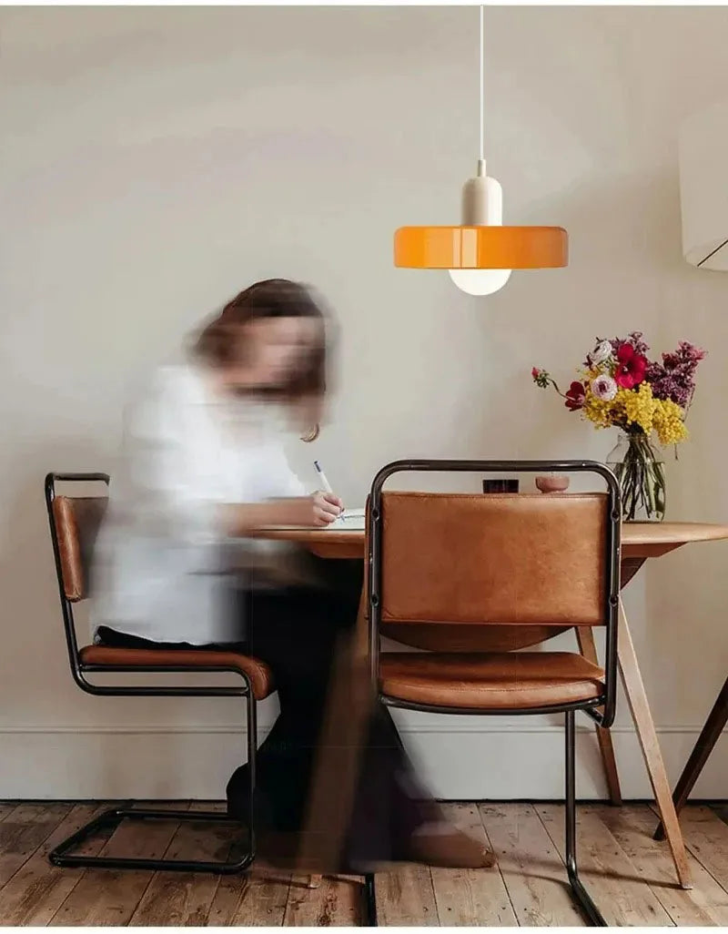 Nordic Retro Glass Pendant Lamp – E27 LED Indoor Chandelier