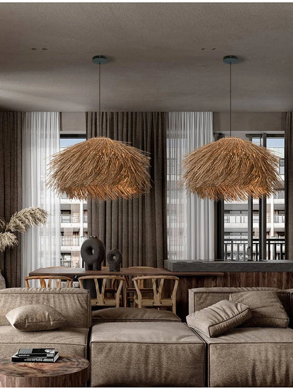 Retro Hand-Woven Rattan LED Chandeliers – Pendant Lights 40–80cm