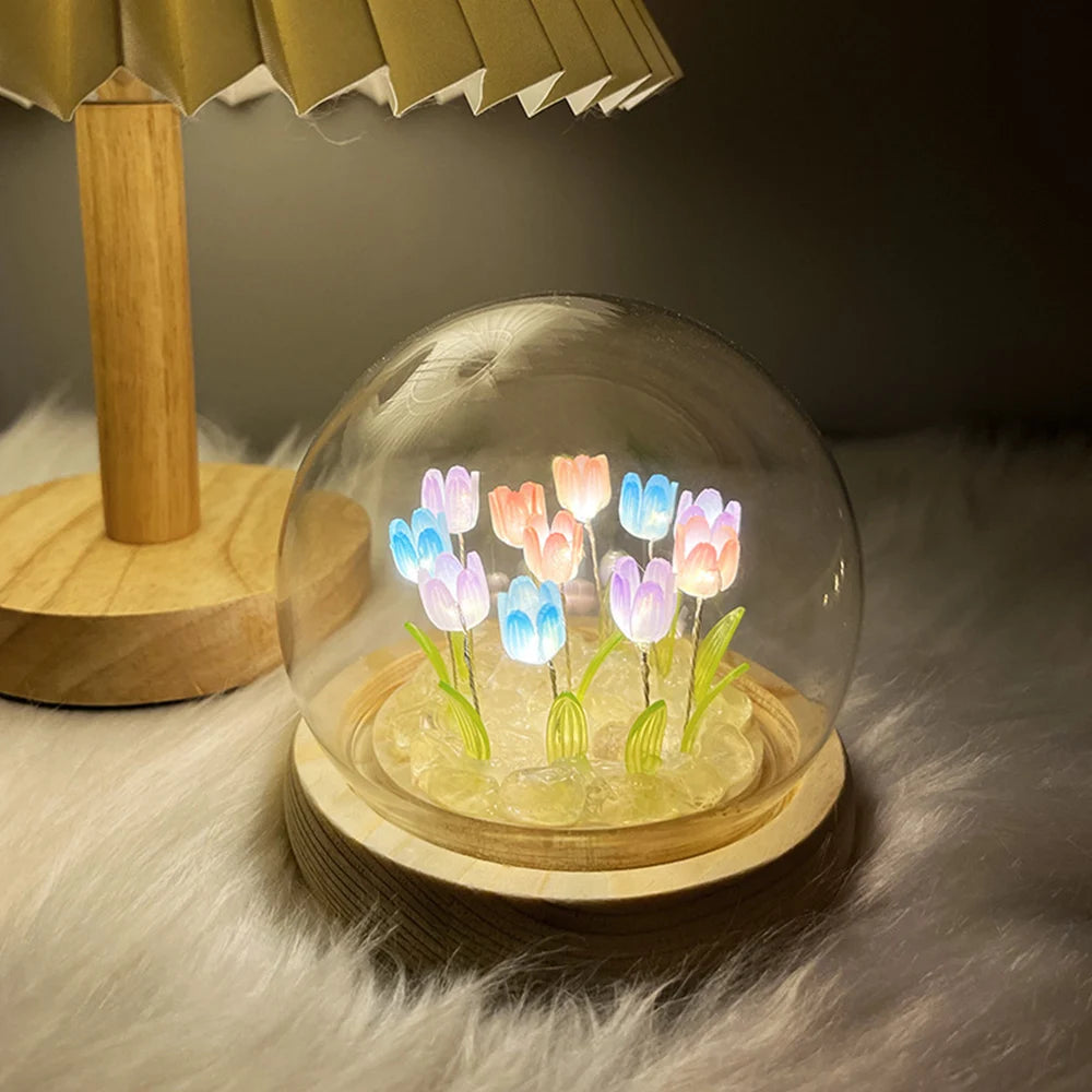 DIY Tulip LED Night Light – Battery Operated Flower Table Lamp