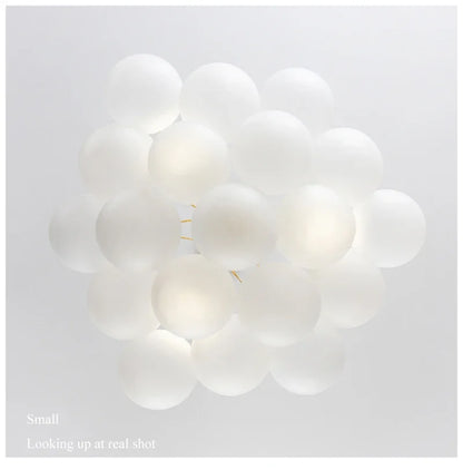 37-Glass Bubble Chandelier – Frosted Milky White Colorful Pendant
