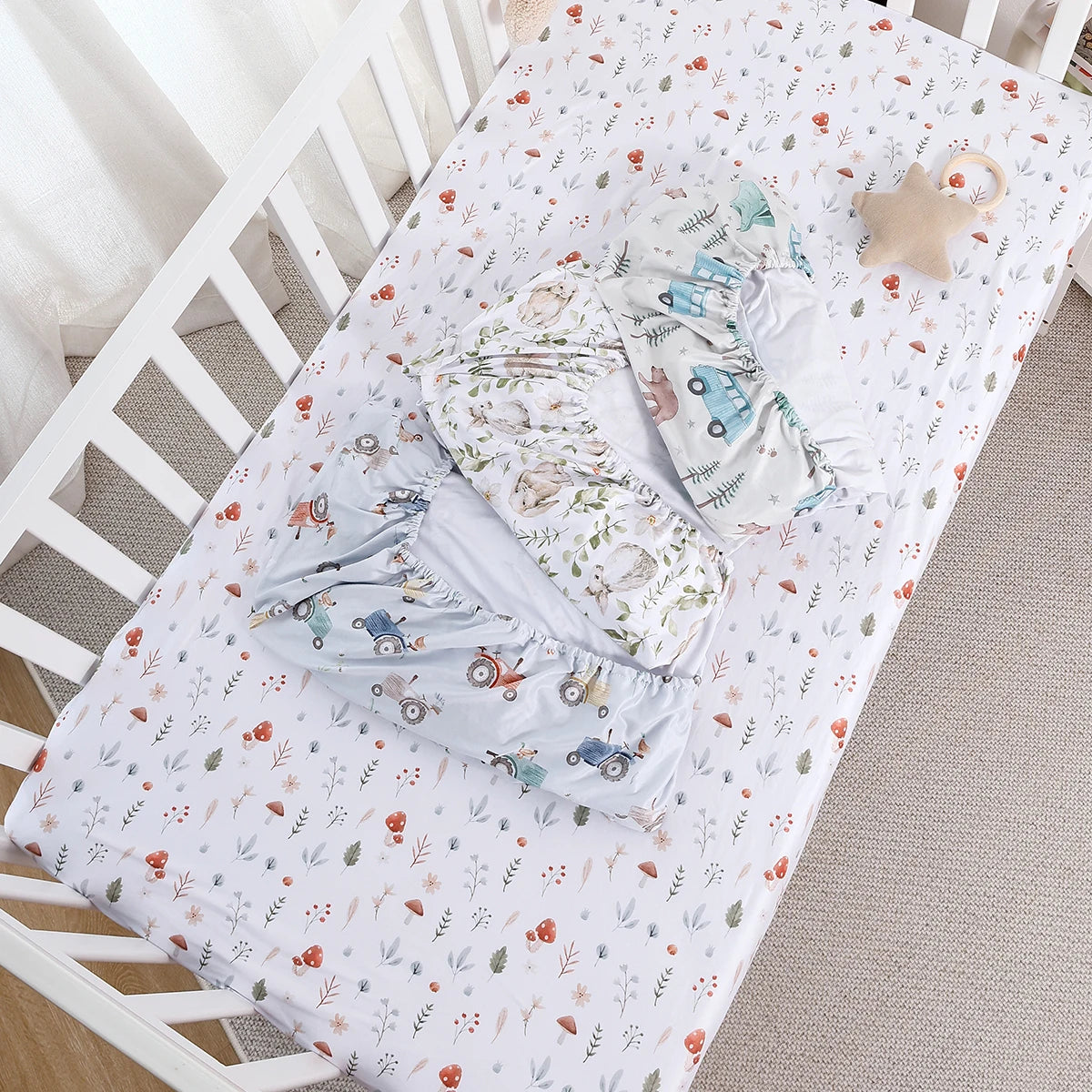 Happy Flute Cartoon Baby Bed Sheet – Soft, Breathable 70×130cm