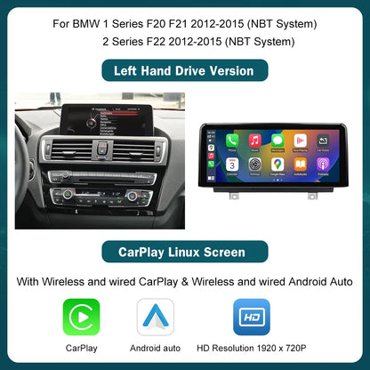 شاشة CarPlay لاسلكية مقاس 10.25 بوصة/12.3 بوصة لسيارات BMW الفئة الأولى إلى الرابعة (F20-F33)