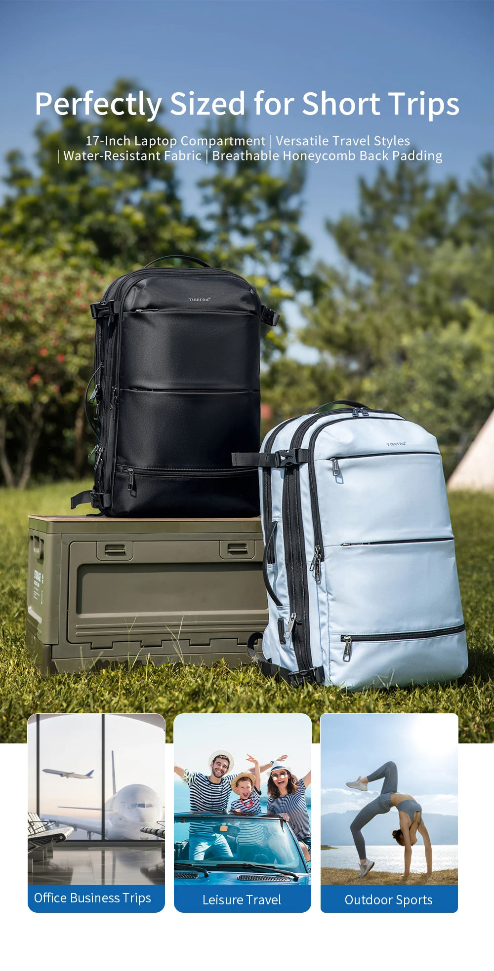 Men’s Business Travel Backpack – Waterproof, USB, Expandable Laptop Bag