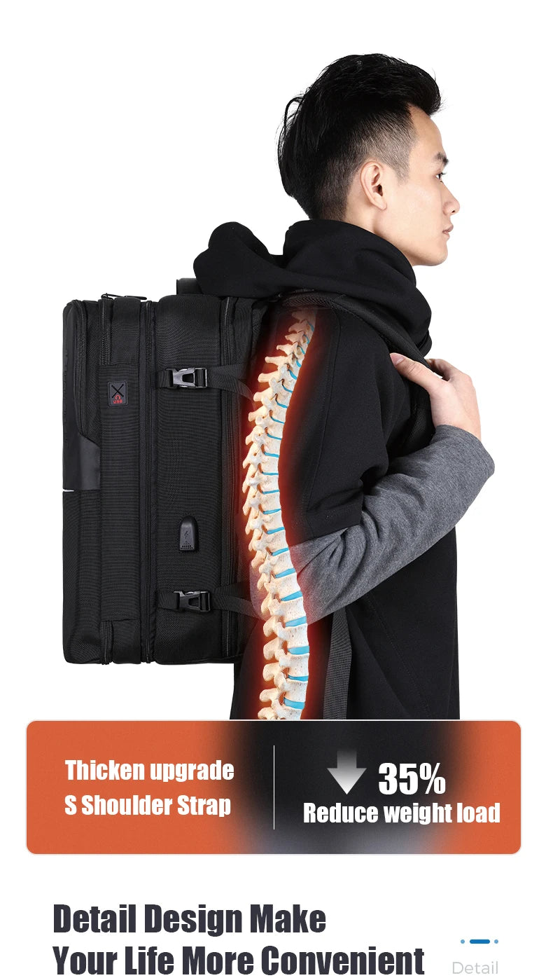 Waterproof 17.3" 2-in-1 Travel Laptop Backpack – 60L Large Capacity