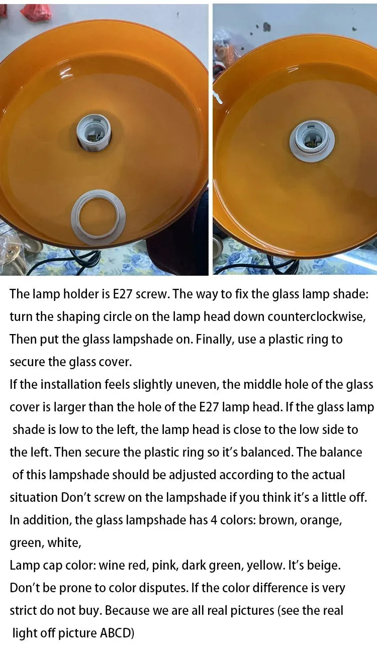Nordic Retro Glass Pendant Lamp – E27 LED Indoor Chandelier