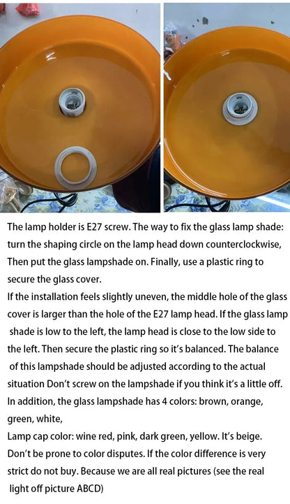 Nordic Retro Glass Pendant Lamp – E27 LED Indoor Chandelier