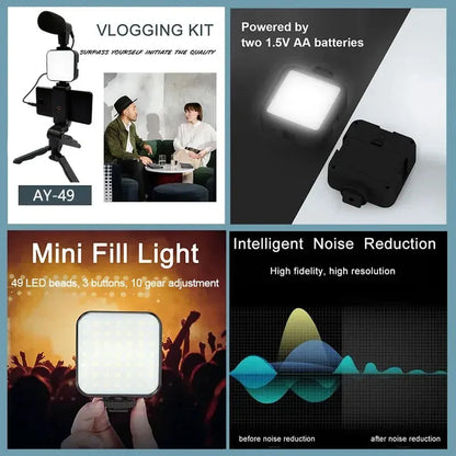 Cartmela Smartphone Vlogging Kit – Tripod, Microphone & Fill Light