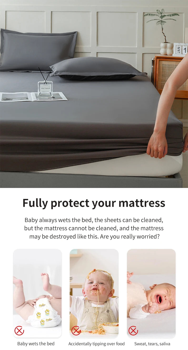 Waterproof Fitted Bed Sheet – 360° Elastic Mattress Protector
