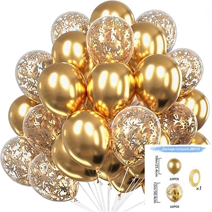 16pcs Black Metallic Sequin Balloons – Party & Event Decor