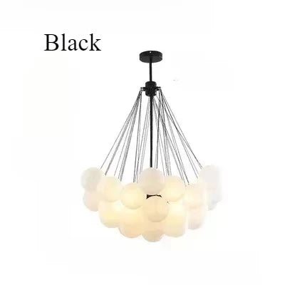37-Glass Bubble Chandelier – Frosted Milky White Colorful Pendant