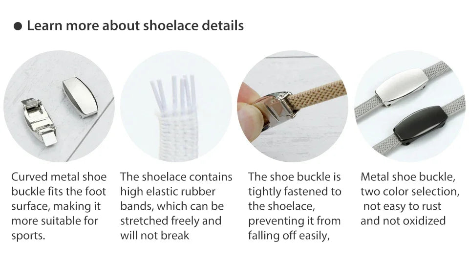 No-Tie Elastic Shoelaces with Metal Lock | Quick Fit for All Shoes