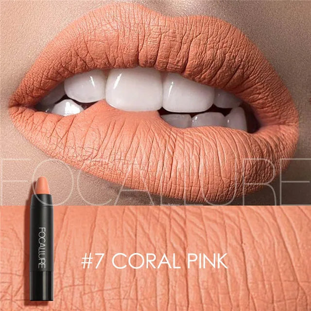 Focallure Waterproof Matte Lipstick – 19 Colors, Soft Texture