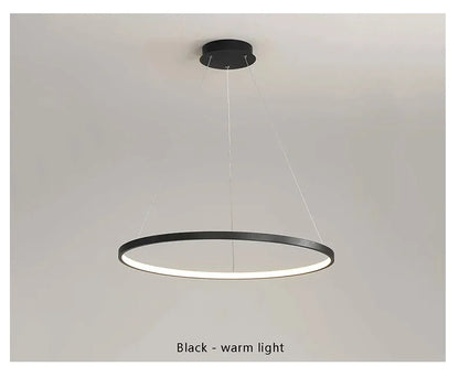 Modern Round LED Pendant Light – Black/White Minimalist Chandelier